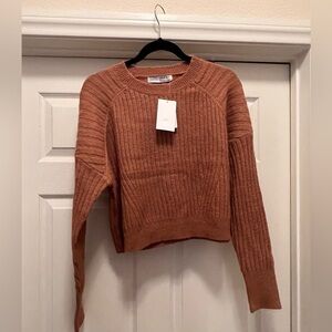 NEW Sophie Rue Women’s Ribbed Crew Neck Burnt Orange Sweater Size XL